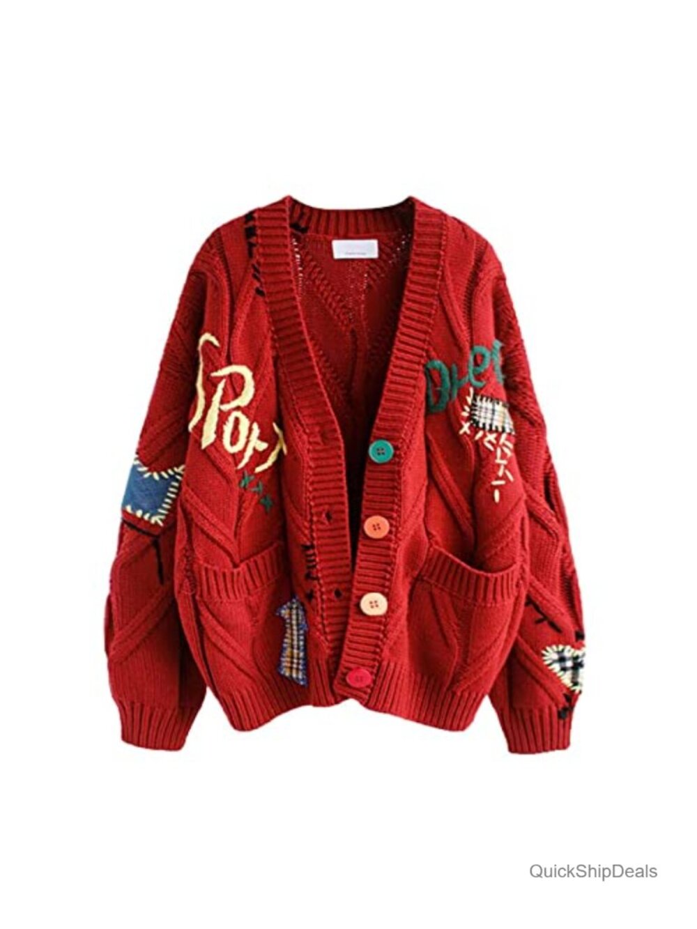Womens Cable Knit Open Front Cardigan Long Sleeve Button Down Sweater